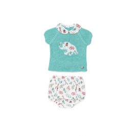 CONJUNTO BRAGA TELA ELEFANTES VERDE LAGO