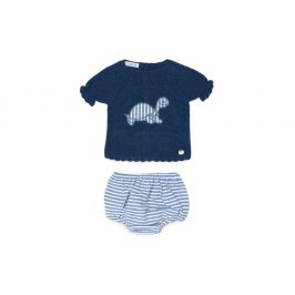 CONJUNTO BRAGA TELA RAYADA TORTUGA AZUL NOCHE
