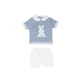CONJUNTO PANTALON PUNTO CONEJO CIELO BLANCO