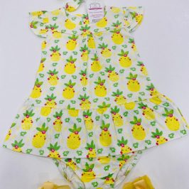 Vestido algodón+Coletero+ Braga Amarillo Babybol