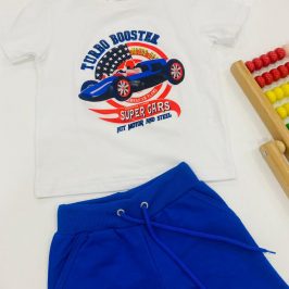 Conjunto niño turbo booster blanco y azul