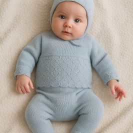 Conjunto Bebe lana  3 Piezas azul CORALO