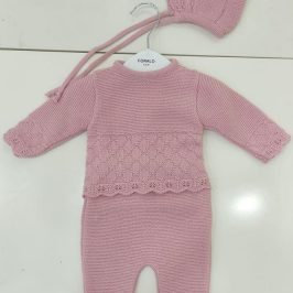 Conjunto Bebe lana  3 Piezas rosa CORALO