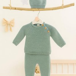 Conjunto Bebe lana  3 Piezas verde agua CORALO