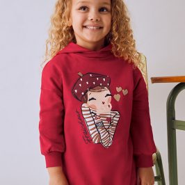 Vestido rojo felpa capucha niña MAYORAL