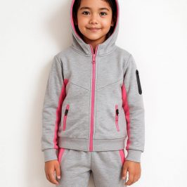 Chándal en tejido de algodón Gris y Rosa