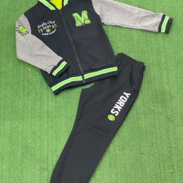 Chándal niño azul detalles gris y verde fluor 
