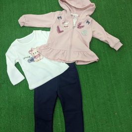 Conjunto 3 piezas niña osita Love Rosa y Azul