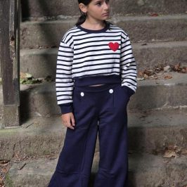 Conjunto algodón con sudadera a rayas marino