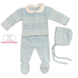 Conjunto de lana 2pzas   capota Celeste