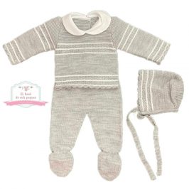 Conjunto de lana 2pzas   capota Gris