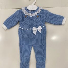 Peto y jersey lana lazo puntilla Celeste