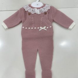 Peto y jersey lana lazo puntilla Rosa Palo