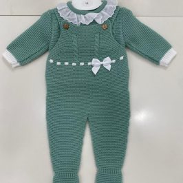 Peto y jersey lana lazo puntilla verde agua