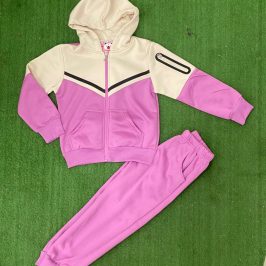 Chándal de algodón Lila con detalle beige