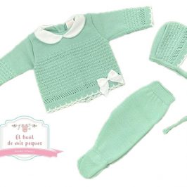 Conjunto 3 piezas con capota verde y blanco