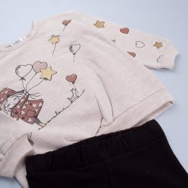 Conjunto algodón 2 piezas  azul y beige BABYBOL