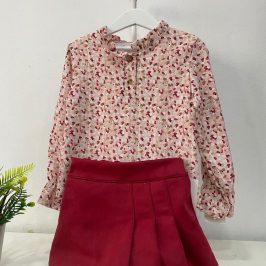 Conjunto falda con blusa rojo