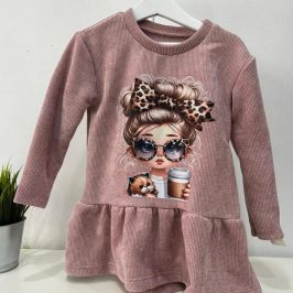 Vestido de micropana niña rosa empolvado