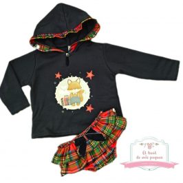 Conjunto sudadera y y braguita cuadros rojos