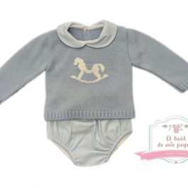 Conjuntos jersey lana y braguita celeste caballito