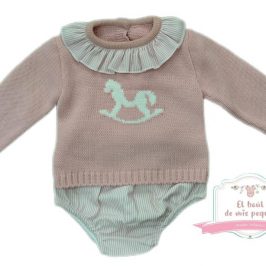 Conjuntos jersey lana y braguita rosa caballito