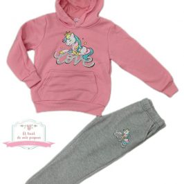 Chándal algodón rosa unicornio
