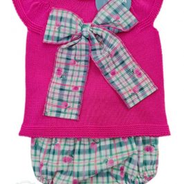 Conjunto Braga de tela cuados rosa - JULIANA