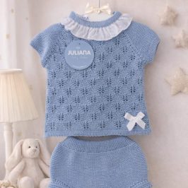 Conjunto Braga punto Rombos Azul Pastel - JULIANA