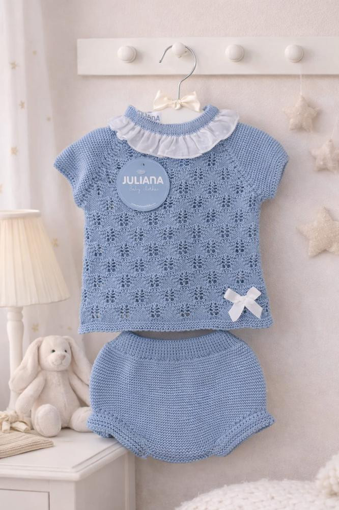 Conjunto Braga punto Rombos Azul Pastel - JULIANA