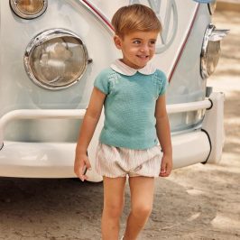 Conjunto Braga tela rayas  verde agua- JULIANA