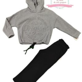 Conjunto algodón sport gris y pantalón negro