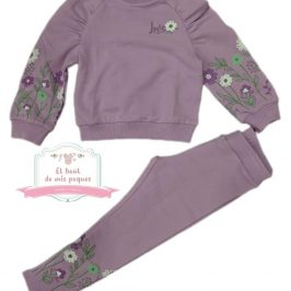 Conjunto legging con pelito Lila flores