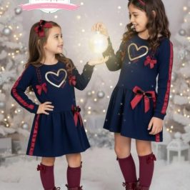 Vestido algodón lazos a juego lazo pelo burdeos