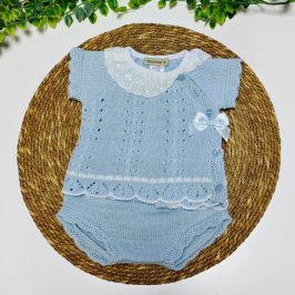 Conjunto 2 pzas punto braguita cuello Celeste