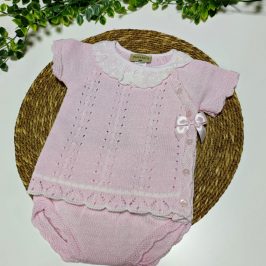 Conjunto 2 pzas punto braguita cuello Rosa
