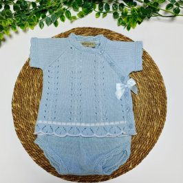 Conjunto 2 piezas punto braguita Celeste