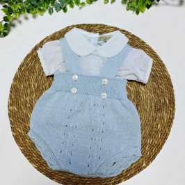 Conjunto Ranita punto y camisa plumeti Celeste