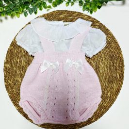 Conjunto Ranita punto y camiseta plumeti Rosa bebe