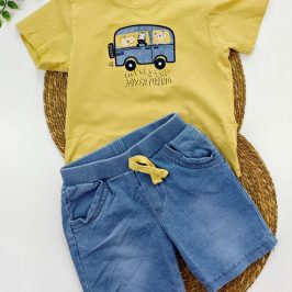 Conjunto algodón amarillo Autobus Never Stop 