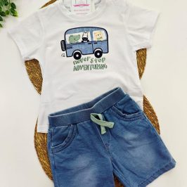 Conjunto algodón blanco Autobus Never Stop 