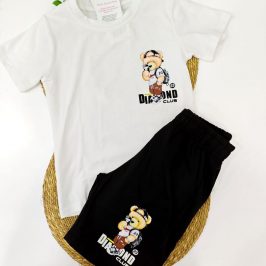 Conjunto algodón con camiseta blanca Oso Diamond