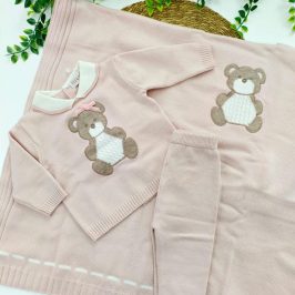 Conjunto punto lana osito mantita a juego