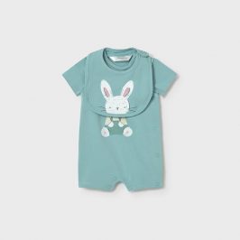 Pelele corto con babero conejito celeste MAYORAL