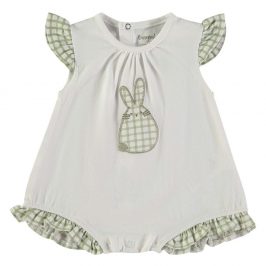 Pelele tirantes conejito y vichy verde BABYBOL
