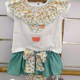 Conjunto algodon braguita globo verde