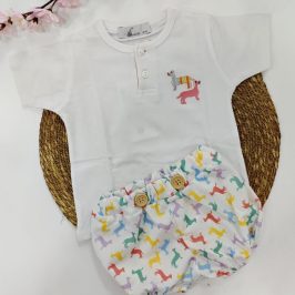 Conjunto pololo algodon perritos colores