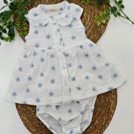 Vestido +Braga+Cinta Flores Blanco BABYBOL