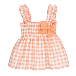 Vestido Niña CUADROS Melocotón - Calamaro