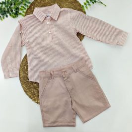 Conjunto pantalón chino camisa Rosa Verde